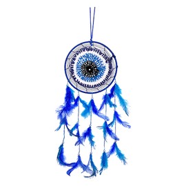 Ryme Beautiful Blue 6 inches Circle Evil Eye Dream Catcher Attracts Positive Dreams with Blue Feather for Home/Office