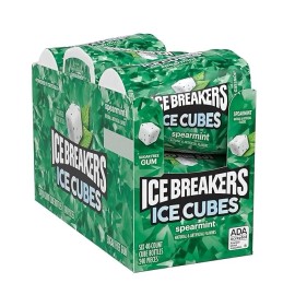 ICE BREAKERS Ice Cubes Spearmint Sugar Free Chewing Gum 40 pieces ( Pack of 6)