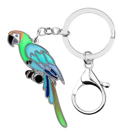DOWAY Cute Macaw Parrot Keyring Car Accessories Key Charms Purse Handbags Pendant Bird Keyring Gifts, blue