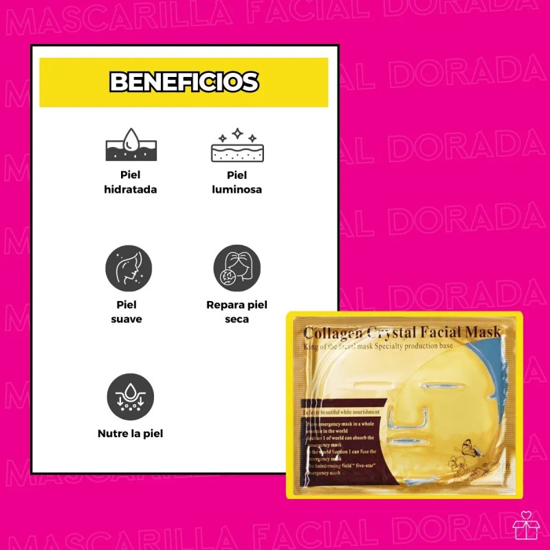 Mascarilla Facial Colageno Dorada Hidratante