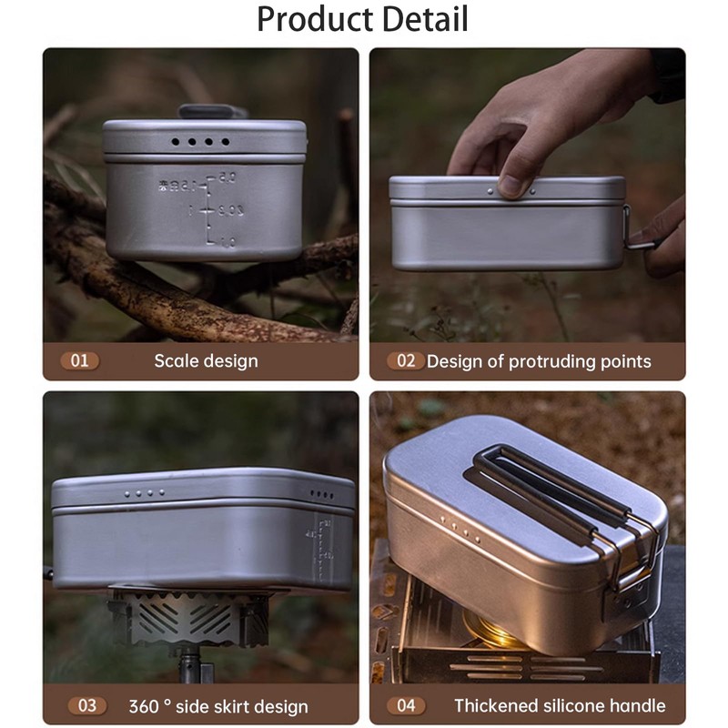 Campingmoon Camping Mess Tin Pressure Relief Aluminum Dinner Box Camping