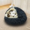 ShinHye Cat Bed Round Plush Fluffy Hooded Cat Bed Cave,