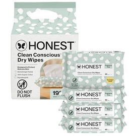 The Honest Company Organic Cotton Dry Wipes, 48 Wipes (Pack of 4)