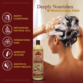 Okay Black Jamaican Castor Oil Leave In Conditioner - Hair Moisturizer for Women and Men, Natural Hair Product Curly Grease for Smooth, Moisturized Feel - 33.8 oz (Pack of 1)