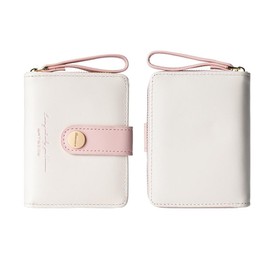Oyccen Women's Small Wallet PU Leather Purse Women Small Wallet Credit Card Holder Purse with Zip Coin Compartment, pink, Casual