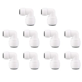 sourcing map 10pcs Elbow 1/4 Inch Tube OD to 3/8 Inch Tube OD Quick Connect Tube Fittings Water Purifiers Push in to Connector Filter Tubing Hose Pipe Joint for RO Reverse Osmosis System