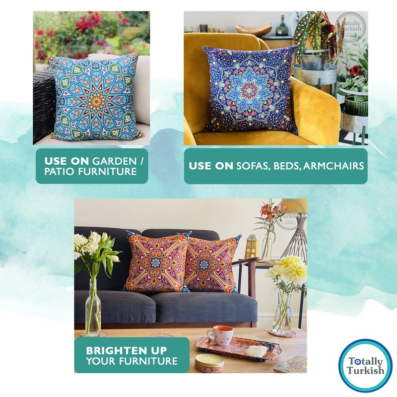 Totally Turkish Patterned Square Cushion Covers – 2 x 43cm