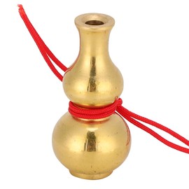 Tiiyee Brass Statue Gourd, Chinese Style Lucky Natural Feng Shui Gourd Enhancing Luck Home Decoration for Wealth Peaceful Copper Statue Collectible Figure Sculpture Charm Amulet
