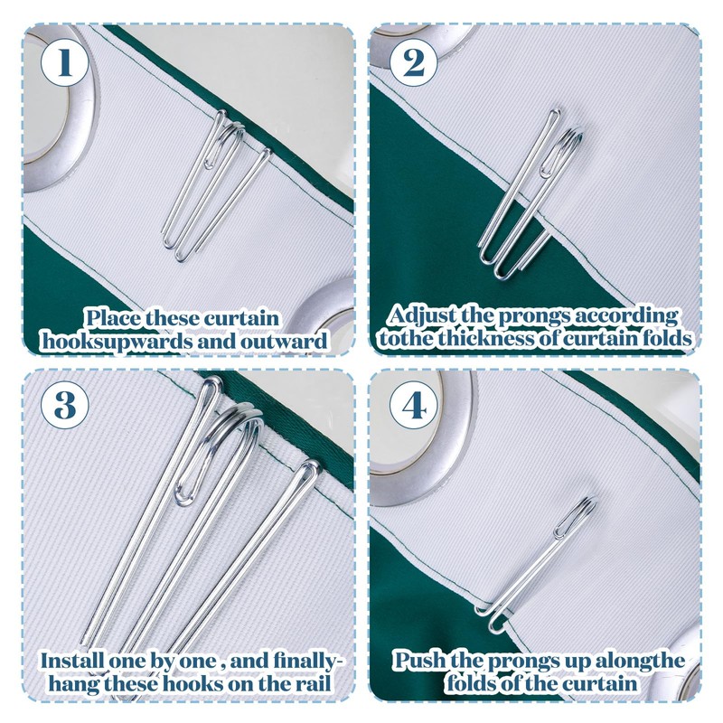 Blulu Pleat Hooks Stainless Steel Curtain Pleat Hooks Drapery Hook