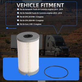 4 Pack K37-1004 Fuel Filter Fits for Peterbilt for Paccar MX13, Fits for Kenworth, Fits for Cummins ISX15 Engines 2010-2014, Fuel Filter Element Replaces# PF9928 K371004 L5094F
