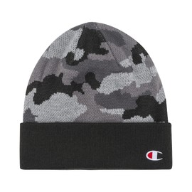Champion unisex adult Logo Cuff Beanie Hat, Grey Camo, One Size US