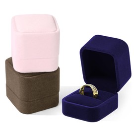 MYEBIUAI Velvet Ring Box Wedding Valentine's Day, Premium Engagement Ring Gift Box Jewelry Ring Display Holder Case for Proposal Ceremony (Blue)