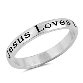 Jesus Loves You Christian Promise Faith Ring 925 Sterling Silver Band Size 9