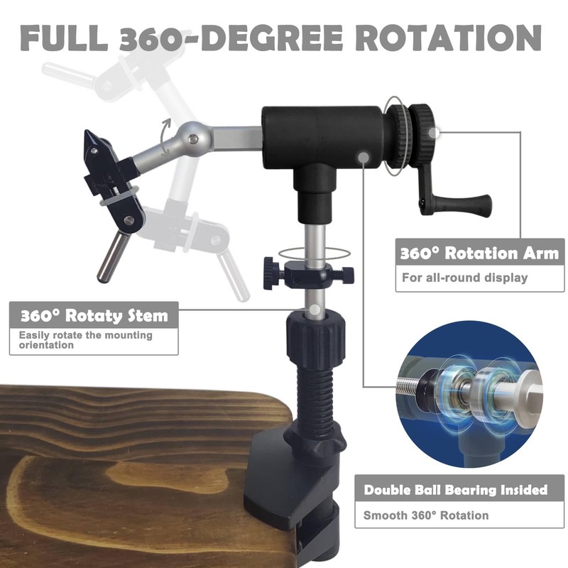 Riverruns N6201 Generation Rotary Fly Tying Vise 360 Degree Rotation