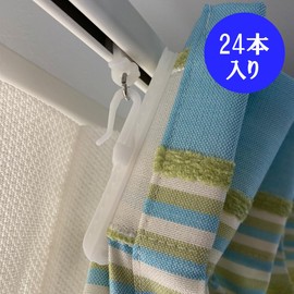 J-base Curtain Hook Adjuster Hook, Universal Type, 24 Pieces, Adjustable Height, White Hooks (Length 3.3 inches (85 mm)