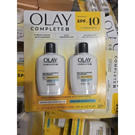 Olay Complete+ Moisturizer with SPF 40 Sensitive, 6 fl oz, 2-pack (EXP 12/2026)