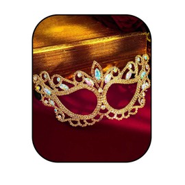 Maeaccx Rhinestone Masquerade Mask for Women, Butterfly Wing Design, Gold Mardi Gras Party