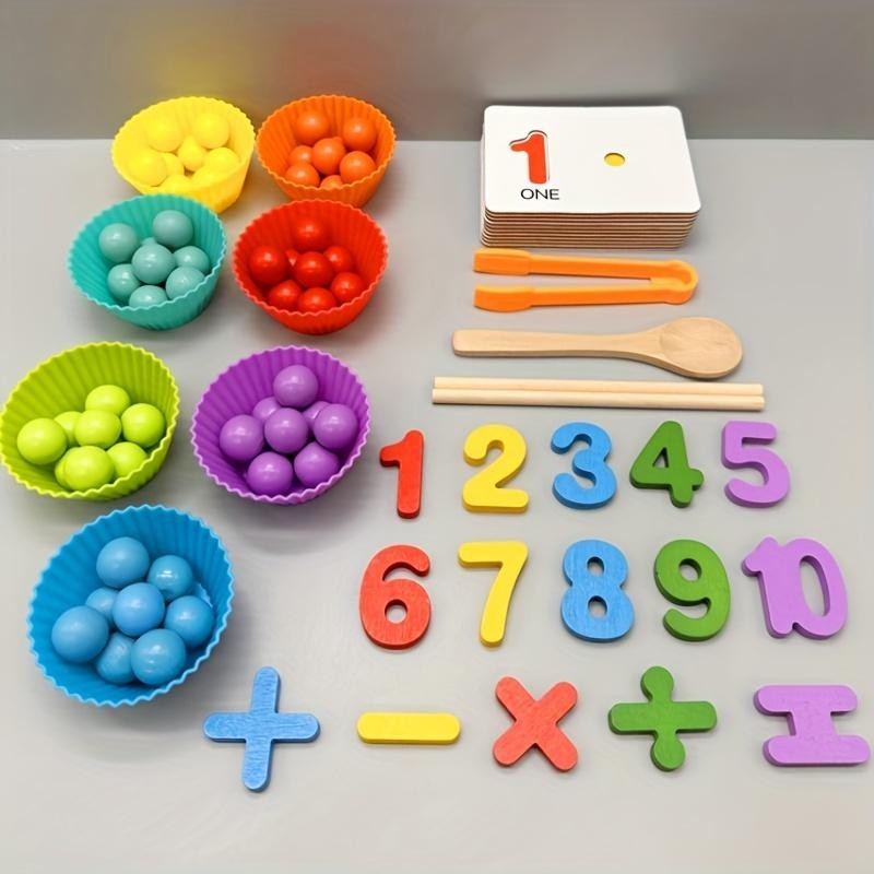 Montessori arithmetic toys for children, colorful silicone digital learning game
