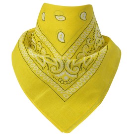 Miobo Bandana, Head & Neckerchiefs, 100% Cotton, One Size 55 x 55 cm, Paisley Yellow
