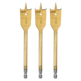 sourcing map 3Pcs Spade Drill Bit 7/8" Paddle Flat Bits Wood Hole Cutter with Quick Change 1/4 Inch Hex Shank for Woodworking Fiberglass, Gold Tone