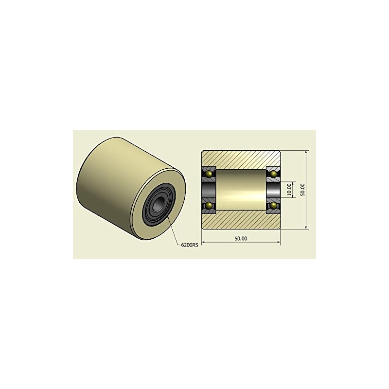 (50-50-10) 4 x 50mm Diameter Milled Nylon Rollers Made in