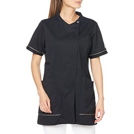 Michelle Clan MK0041 Women's Jacket (Anti-See-Through/Anti-Static/Stretch/Antibacterial/Easy Care/Industrial Washing), C-10 Black x Beige