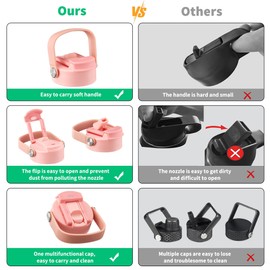 THILY Stainless Steel Insulated 40 oz Water Bottle Triple Insulated Leakproof Wide Mouth Water Flask with Lid and Straws, Powder Coated, BPA Free, Keep Cold & Hot, Pink Lilies