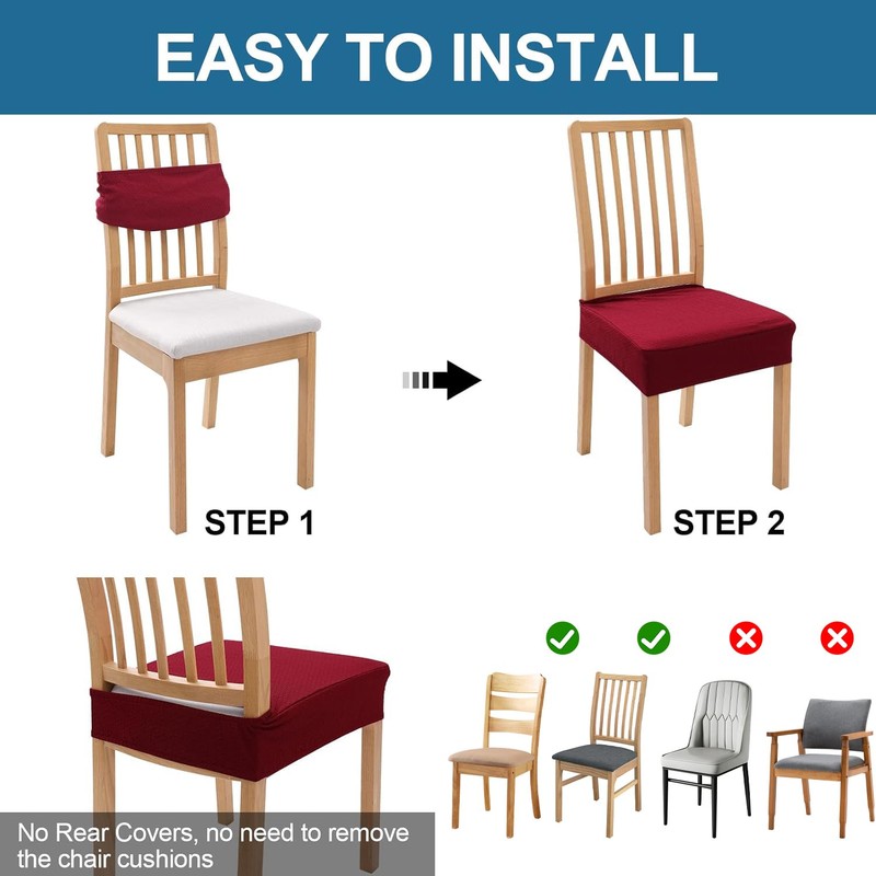 Smiry Waterproof Seat Covers for Dining Room Chairs Set of