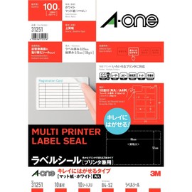 A-One 31251 Label Stickers, Removable, Round Corners, 10 Sides, 10 Sheets
