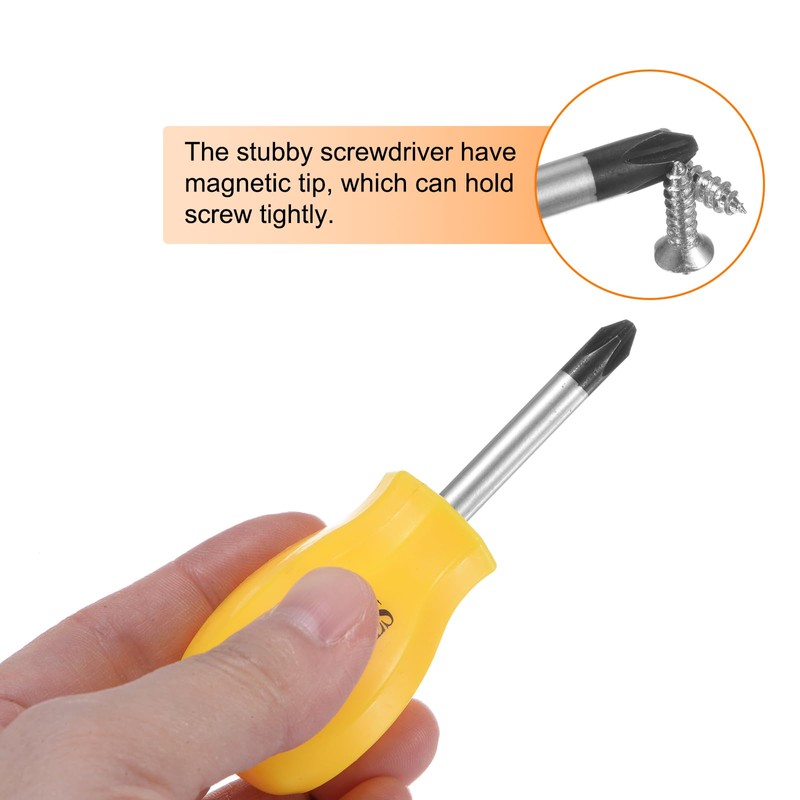 sourcing map PH2 Short Phillips Screwdriver #2 Stubby Magnetic Screwdrivers