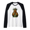 Statue of Liberty Face covering in shame political Satire Raglan