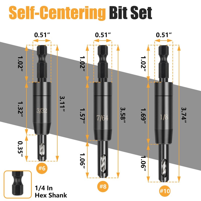 Apopip CC2430 Self Centering Drill Bit Assorted Set Fit for