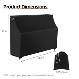 Upright Piano Keyboard Dust Cover, Stretchy Music Dirt Proof Keyboard Cover With Durable Elastic & Cord Lock Must Have Piano Accessories