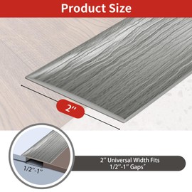Floor Transition Strip Self Adhesive 2 Inch Wide, Non-Slip Waterproof Floor Molding for Laminate Tile Gaps, Easy Install Gap Cover (Gray Wood Grain, 80 in)