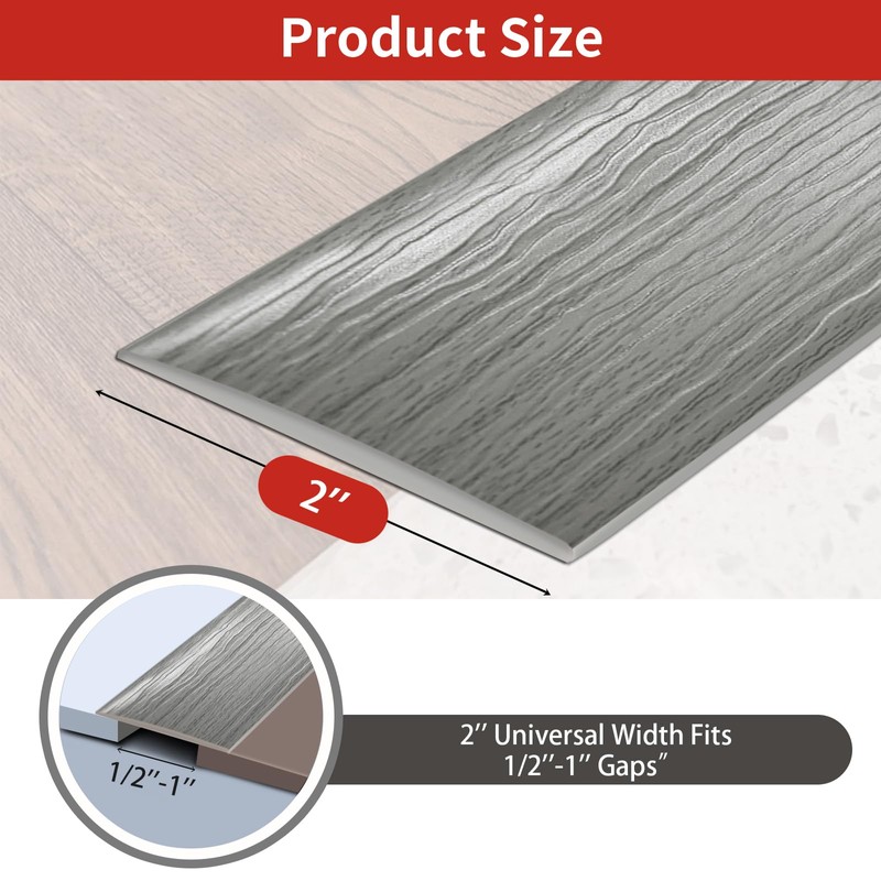 Floor Transition Strip Self Adhesive 2 Inch Wide, Non-Slip Waterproof