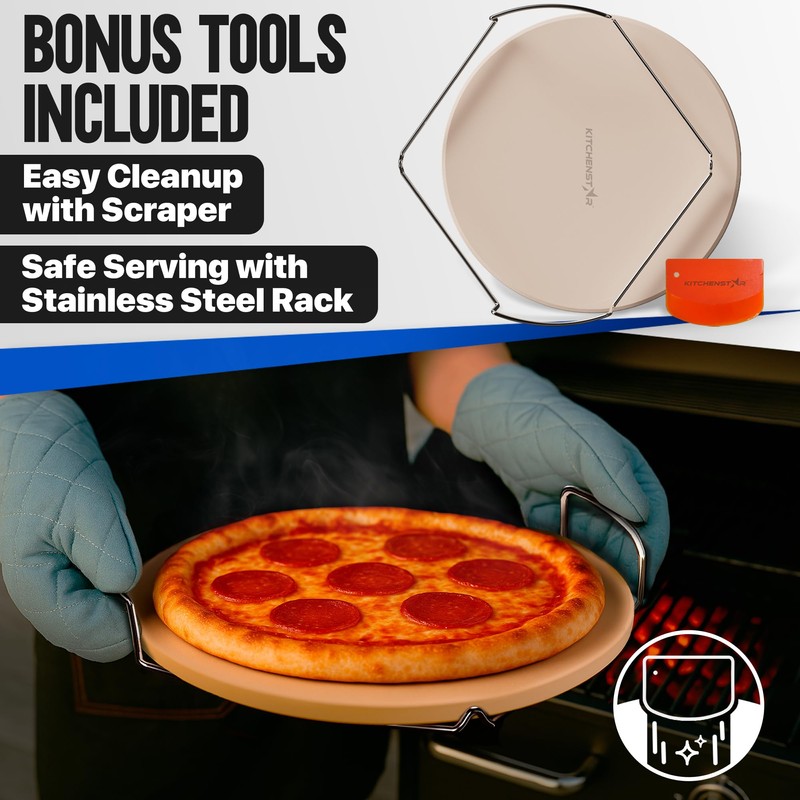 KitchenStar 16-inch Pizza Stone for Oven and BBQ Grill with
