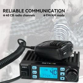 Retevis MB1 40-Channel CB Radio, AM/FM Professional CB Radio with Noise Reduction, Travel Essentials, Instant Channel 9/19, RF Gain, VOX, External Speaker Jack, Easy to Operate Emergency Radio, Black
