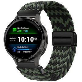 Issinlky Braided Nylon Strap for Garmin Venu 2S/Venu 3S/Vivomove 3S/Vivoactive 4S, 18 mm Elastic Bracelet for Fossil Ladies Gen 6/5E/4/3/Withings Steel HR 36 mm