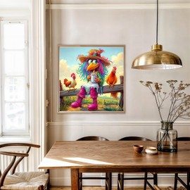 AIRDEA Chickens Diamond Art Painting Kits for Adults Beginners 5D DIY Gem Art Kits for Home Wall Decor 12x12in,Funny Animals,Round Full Drill