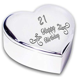 21st 21 Twentyfirst Happy Birthday Swirl Heart Shaped Trinket Box Keepsake Gifts Ideas For Her Ladies Women