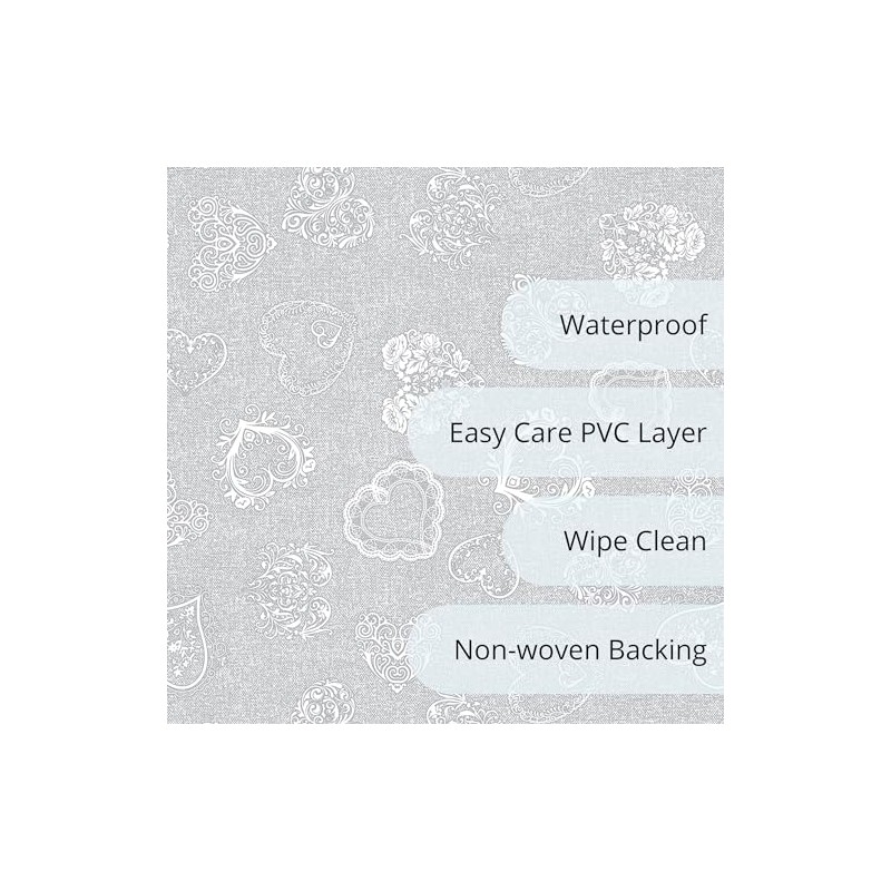 Oilcloth Tablecloth Washable Rectangular 140 x 180 cm Light Grey