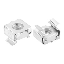 QUARKZMAN M6 x 1mm Cage Nuts, 50 Pieces Snap-in Cage Nuts, Carbon Steel Zinc Plated Metric Nut for Server Cabinet, Silver