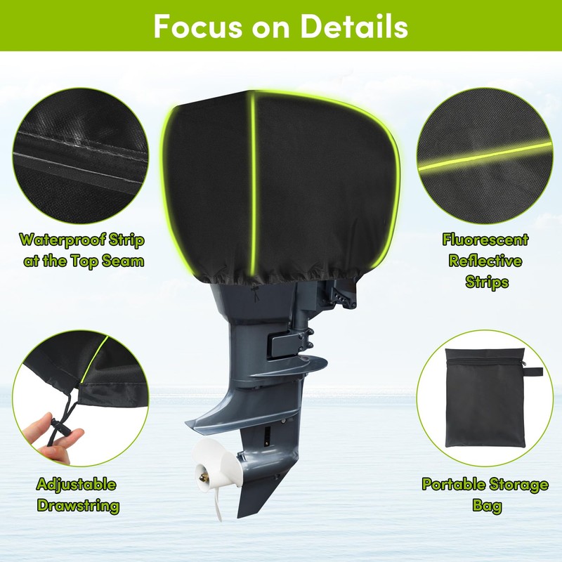 600D Heavy Duty Waterproof Outboard Motor Cover,Fade and Crack Resistant