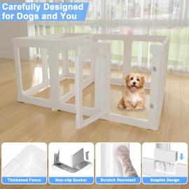 360° Panoramic Clear Acrylic Dog Playpen for Small Dogs Indoor, 12 PCS Acrylic Plastic Dog Playpen with 2 Door, Unobstructed Dog Fences Indoor Easy to Clean, 23.6"H Portable Medium Cage with Tool-Free
