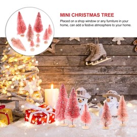 IMIKEYA Pack of 8 Artificial Christmas Trees, Artificial Christmas Trees, Desk Decoration, Christmas Tree Decorations, Pink Mini Sisal Trees, Mini Trees, Desktop Decorations, Wooden Pink
