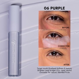 YOUNG VISION Purple Color Correcting Concealer Corrector, Long Lasting Brightening Full Coverage Weightless All-Day Liquid Concealer, Natural Coverage, Purple for Sallow Skin & Yellow Undertones