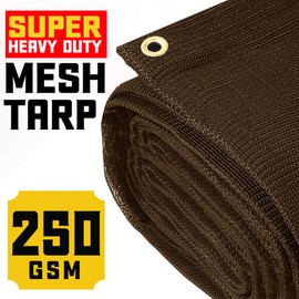 Core Tarps 60% Brown Shade Cloth with Grommets - 7 X 18 FT Heavy Duty Mesh Tarp - Sun Shade Cloth for Garden Vegetables Plants Greenhouse Outdoors Backyard Fences Dump Trucks Patio Mesh Shade Tarp