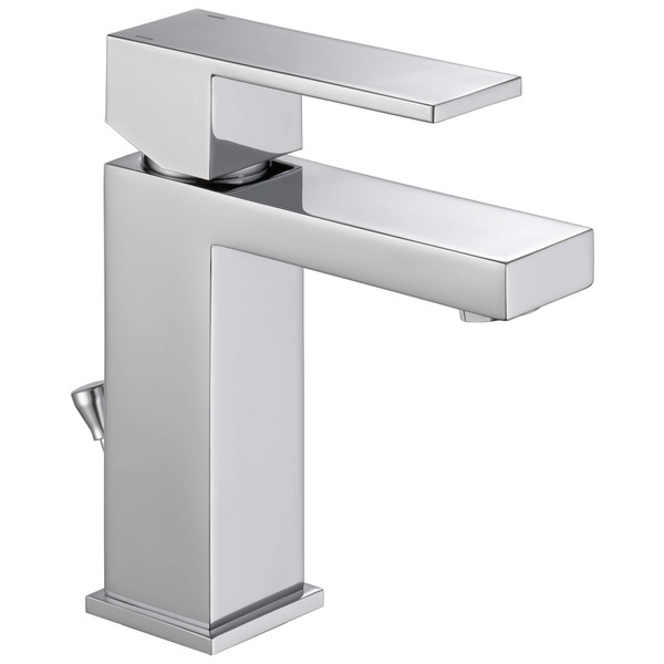 Delta Faucet Modern Single Hole Bathroom Faucet, Single Handle Chrome, Bathroom Sink Faucet, Drain Assembly, Chrome 567LF-PP