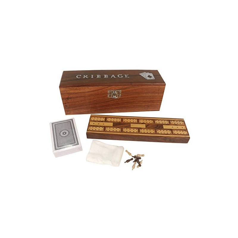 Middle-England 25cm Cribbage Set Playing Cards Board Pegs Box Traditional