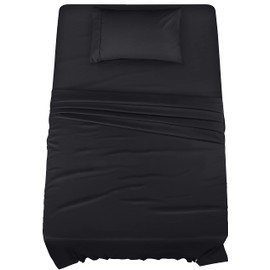 Utopia Bedding Twin Bed Sheets Set - 3 Piece Bedding - Brushed Microfiber - Shrinkage and Fade Resistant - Easy Care (Twin, Black)